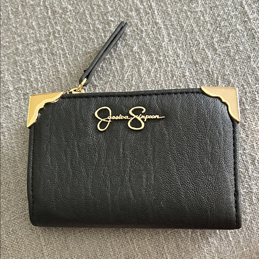 Jessica Simpson Black Wallet with Gold Details